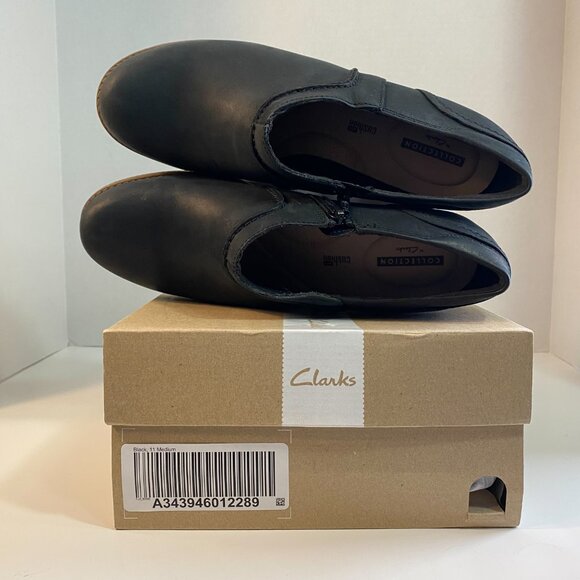 Clark's SZ 11M Womens Black Sashlin Aleta Shoe with Block Heel - Picture 2 of 9